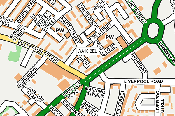 WA10 2EL map - OS OpenMap – Local (Ordnance Survey)