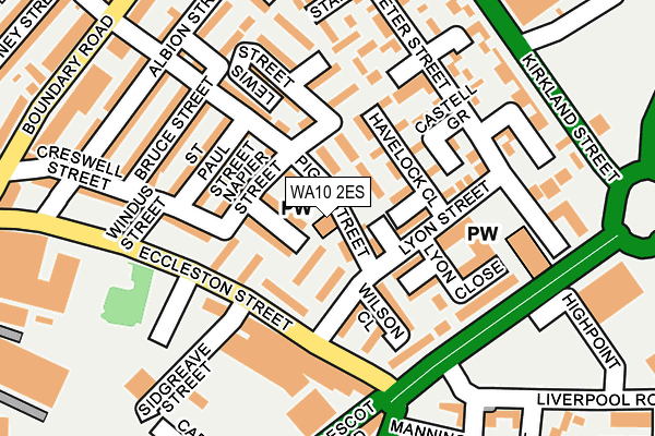 WA10 2ES map - OS OpenMap – Local (Ordnance Survey)