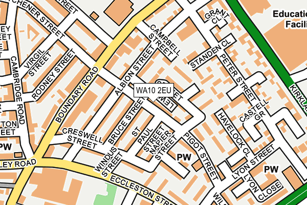 WA10 2EU map - OS OpenMap – Local (Ordnance Survey)