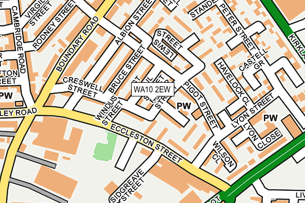 WA10 2EW map - OS OpenMap – Local (Ordnance Survey)