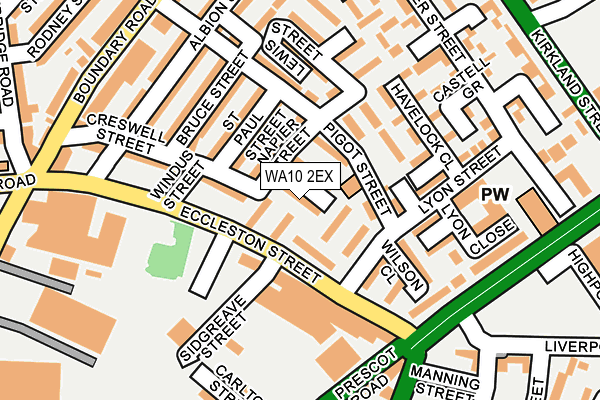 WA10 2EX map - OS OpenMap – Local (Ordnance Survey)