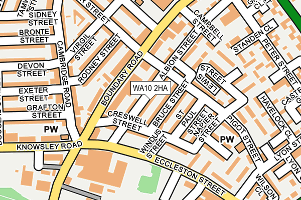 WA10 2HA map - OS OpenMap – Local (Ordnance Survey)