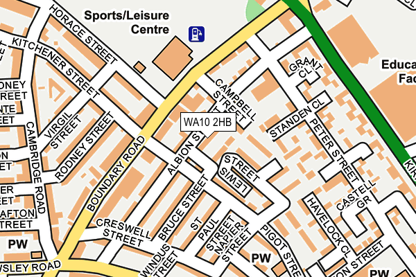WA10 2HB map - OS OpenMap – Local (Ordnance Survey)