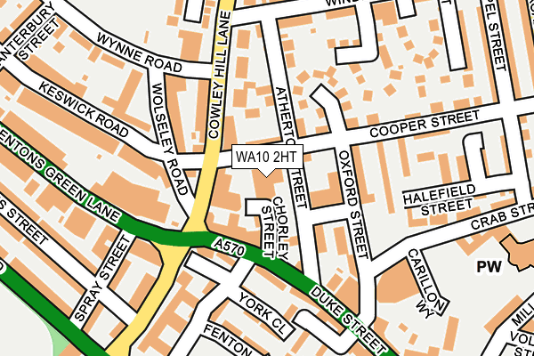 WA10 2HT map - OS OpenMap – Local (Ordnance Survey)