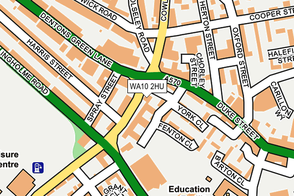 WA10 2HU map - OS OpenMap – Local (Ordnance Survey)