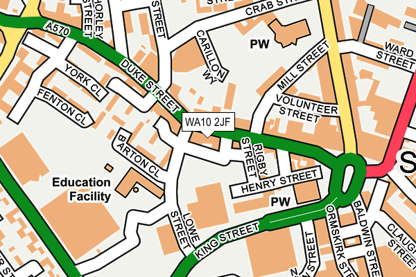 WA10 2JF map - OS OpenMap – Local (Ordnance Survey)