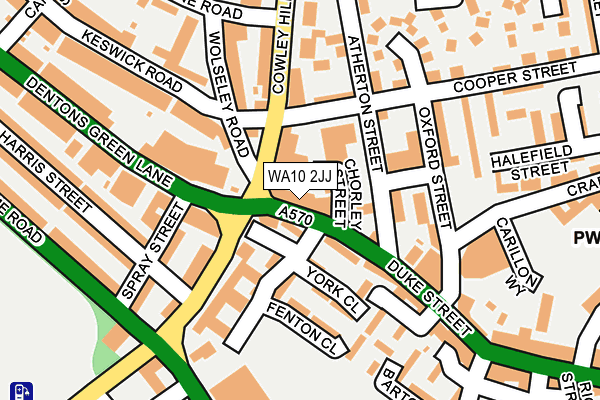 WA10 2JJ map - OS OpenMap – Local (Ordnance Survey)