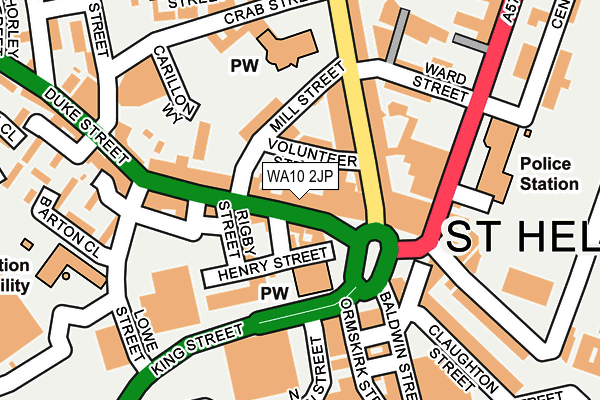 WA10 2JP map - OS OpenMap – Local (Ordnance Survey)