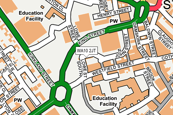 WA10 2JT map - OS OpenMap – Local (Ordnance Survey)