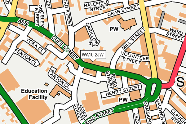 WA10 2JW map - OS OpenMap – Local (Ordnance Survey)