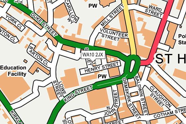 WA10 2JX map - OS OpenMap – Local (Ordnance Survey)