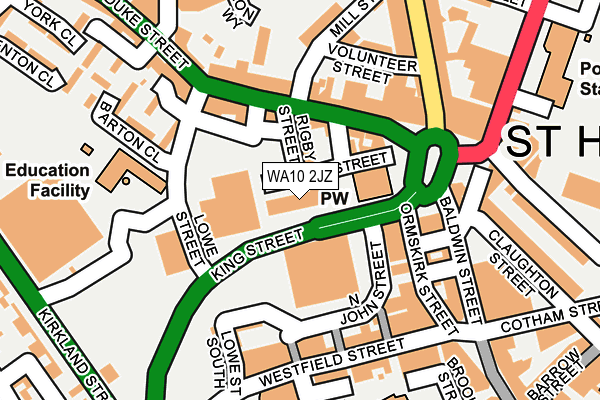 WA10 2JZ map - OS OpenMap – Local (Ordnance Survey)