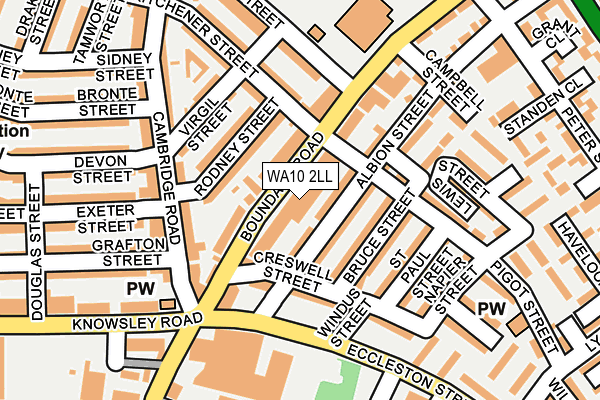 WA10 2LL map - OS OpenMap – Local (Ordnance Survey)