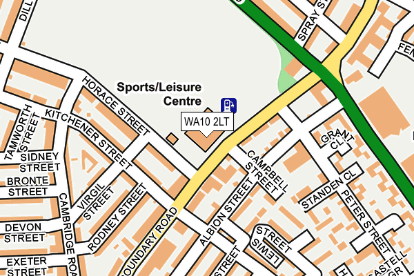 WA10 2LT map - OS OpenMap – Local (Ordnance Survey)