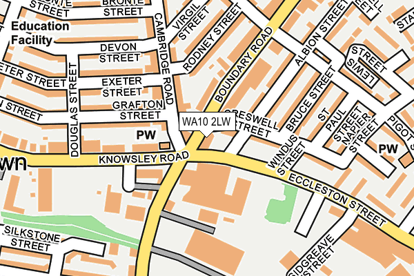 WA10 2LW map - OS OpenMap – Local (Ordnance Survey)