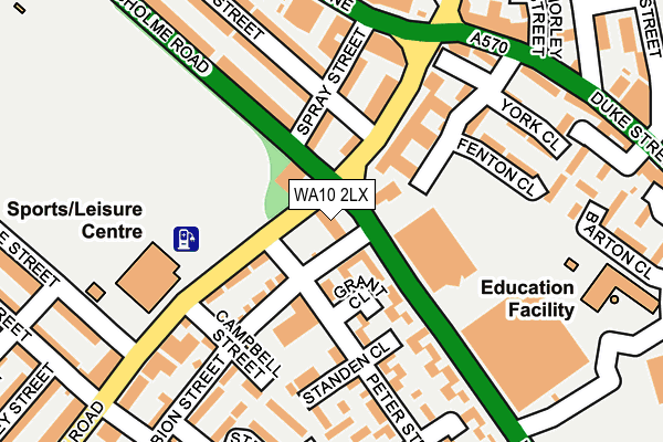 WA10 2LX map - OS OpenMap – Local (Ordnance Survey)