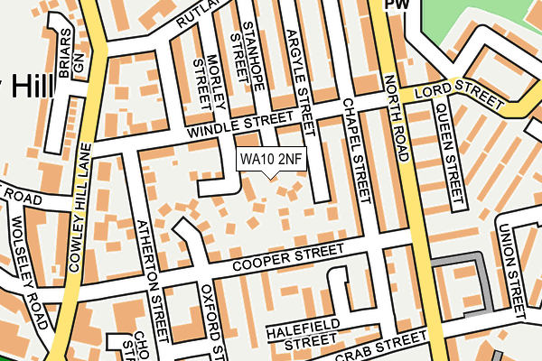 WA10 2NF map - OS OpenMap – Local (Ordnance Survey)