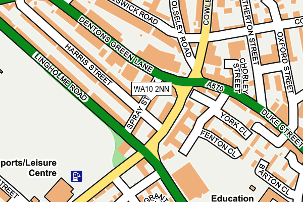 WA10 2NN map - OS OpenMap – Local (Ordnance Survey)