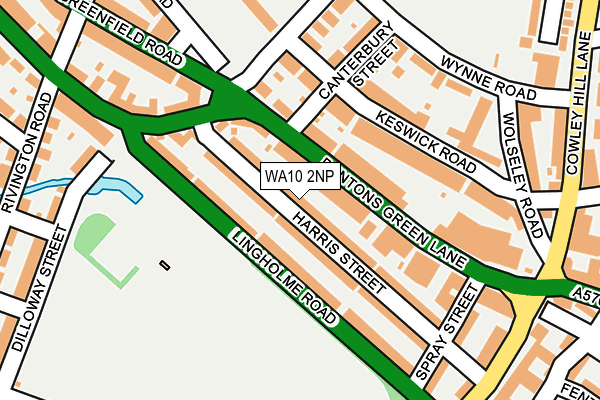 WA10 2NP map - OS OpenMap – Local (Ordnance Survey)