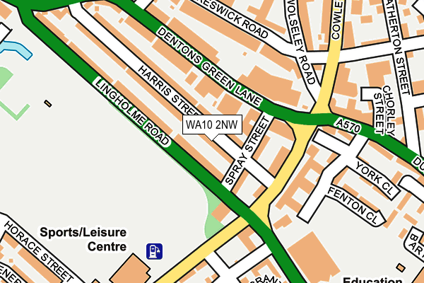 WA10 2NW map - OS OpenMap – Local (Ordnance Survey)