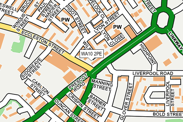 WA10 2PE map - OS OpenMap – Local (Ordnance Survey)