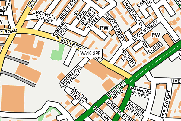 WA10 2PF map - OS OpenMap – Local (Ordnance Survey)