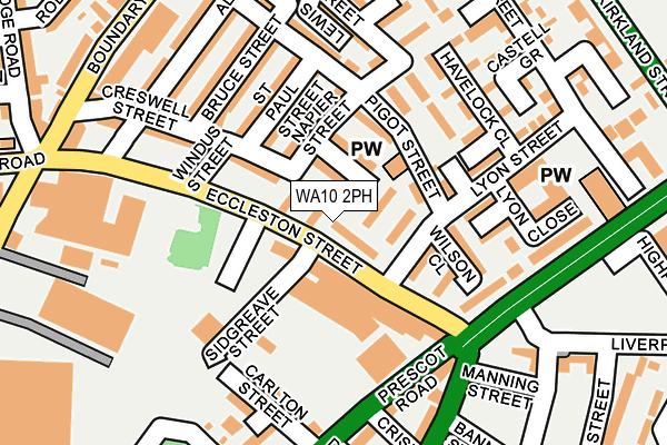 WA10 2PH map - OS OpenMap – Local (Ordnance Survey)