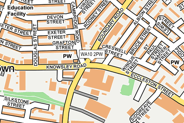 WA10 2PW map - OS OpenMap – Local (Ordnance Survey)