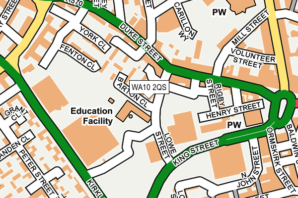 WA10 2QS map - OS OpenMap – Local (Ordnance Survey)