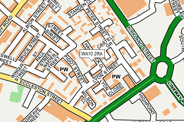 WA10 2RA map - OS OpenMap – Local (Ordnance Survey)