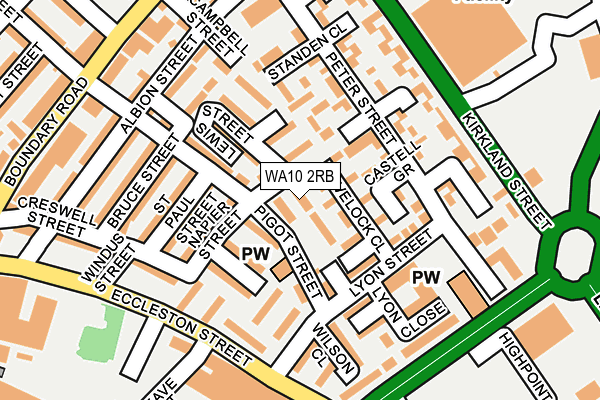 WA10 2RB map - OS OpenMap – Local (Ordnance Survey)