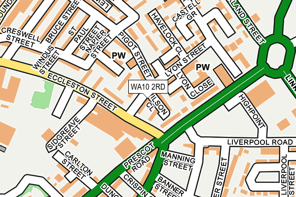 WA10 2RD map - OS OpenMap – Local (Ordnance Survey)