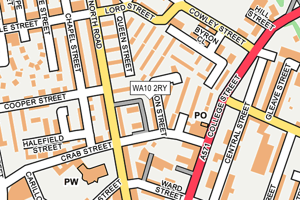 WA10 2RY map - OS OpenMap – Local (Ordnance Survey)