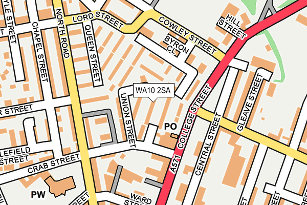 WA10 2SA map - OS OpenMap – Local (Ordnance Survey)