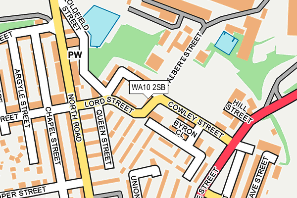 WA10 2SB map - OS OpenMap – Local (Ordnance Survey)