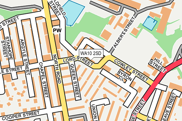 WA10 2SD map - OS OpenMap – Local (Ordnance Survey)
