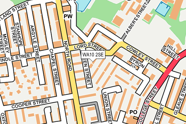 WA10 2SE map - OS OpenMap – Local (Ordnance Survey)
