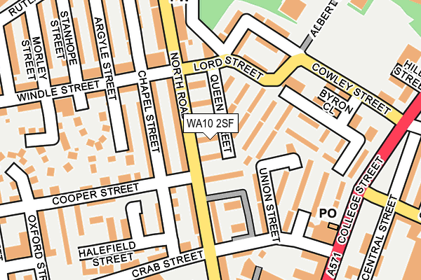 WA10 2SF map - OS OpenMap – Local (Ordnance Survey)