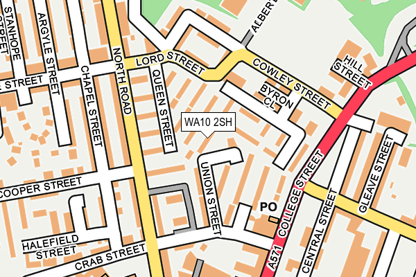 WA10 2SH map - OS OpenMap – Local (Ordnance Survey)