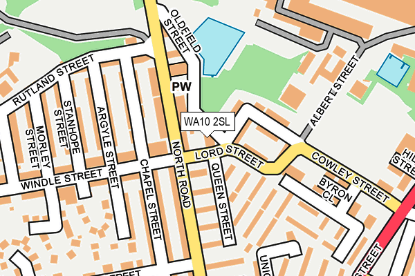 WA10 2SL map - OS OpenMap – Local (Ordnance Survey)