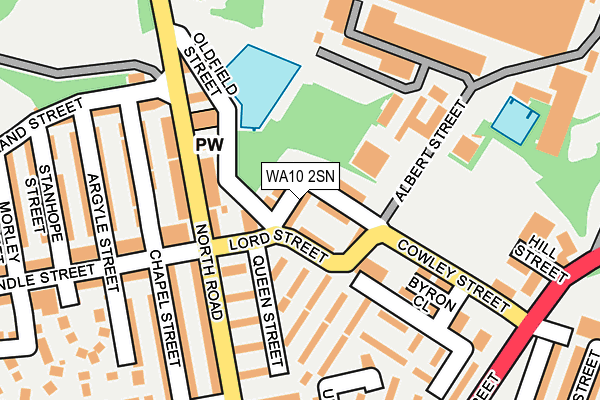 WA10 2SN map - OS OpenMap – Local (Ordnance Survey)
