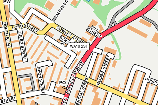 WA10 2ST map - OS OpenMap – Local (Ordnance Survey)