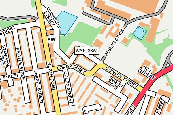 WA10 2SW map - OS OpenMap – Local (Ordnance Survey)