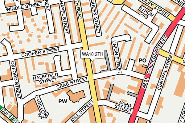 WA10 2TH map - OS OpenMap – Local (Ordnance Survey)
