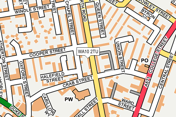 WA10 2TU map - OS OpenMap – Local (Ordnance Survey)