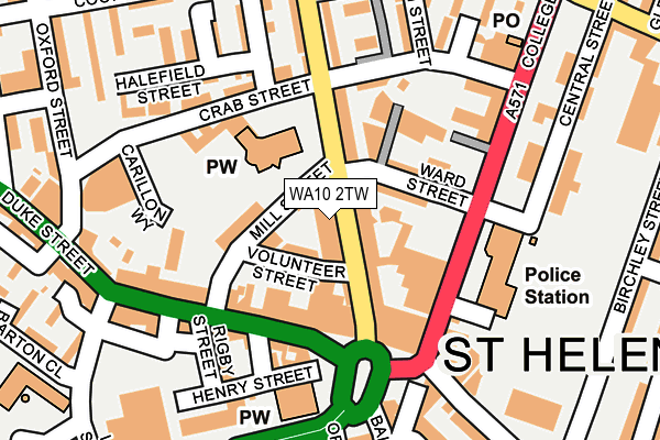 WA10 2TW map - OS OpenMap – Local (Ordnance Survey)