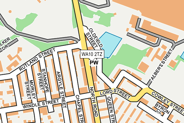 WA10 2TZ map - OS OpenMap – Local (Ordnance Survey)