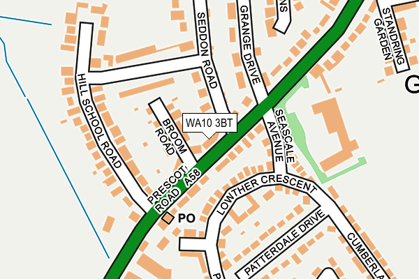 WA10 3BT map - OS OpenMap – Local (Ordnance Survey)