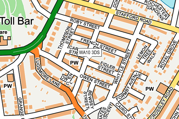 WA10 3DS map - OS OpenMap – Local (Ordnance Survey)