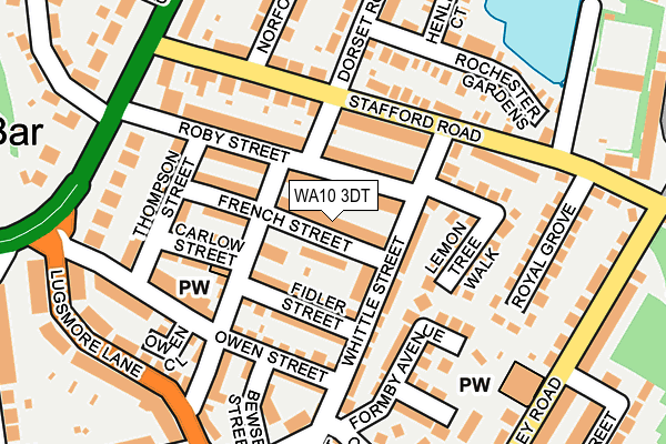 WA10 3DT map - OS OpenMap – Local (Ordnance Survey)